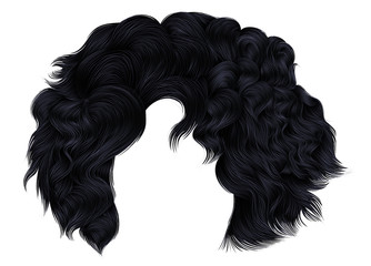 Fototapeta premium trendy woman short hairs brunette black dark colors .fringe. fashion beauty style.realistic 3d .