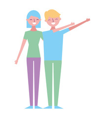 couple of young people relationship characters vector illustration