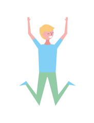 jumping young people male man vector illustration