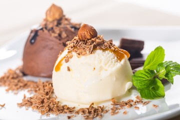 Vanilla and Chocolate Ice Cream Scoops