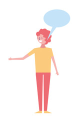 young people male man with speech bubble talk vector illustration