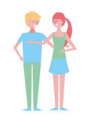 couple of young people characters vector illustration