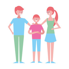 happy family standing together father mother and son vector illustration