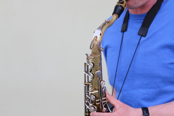 Boy playing the saxophone