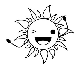 kawaii sun wiking an eye over white background, vector illustration
