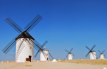 Windmills with blue sky in Campo de Criptana ,Castilla La Mancha,Spain