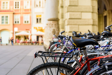 Fototapeta na wymiar Bicycles at Graz city square