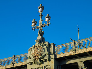 Details of the Trinity Bridge (Troitskiy Most in Russian) in Saint Petersburg, Russia. This bascule...