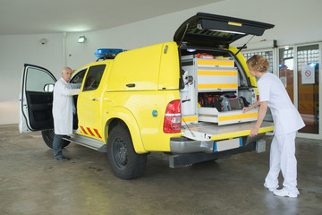 preparing the medical vehicle