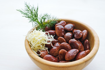 canned beans with horse-radish and dill