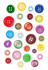 Set of different shapes of buttons for clothes. Vector illustration.
