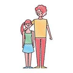 smiling man hugging young girl teen cartoon vector illustration drawing color design
