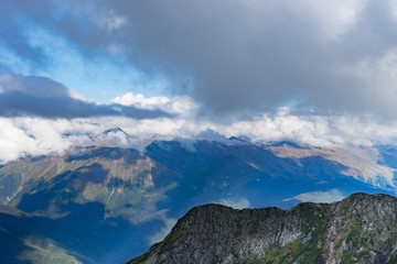 Fototapeta premium mountain landscape with rocky slopes on Krasnaya Polyana.