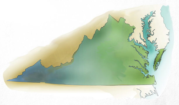 Virginia USA Watercolor Map