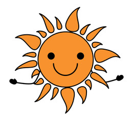 kawaii excited sun icon over white background, colorful design. vector illustration