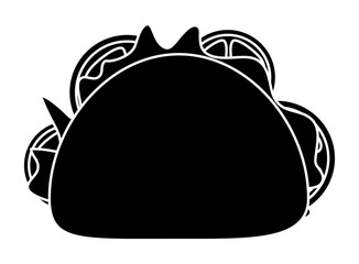 mexican taco with vegetables icon over white background, vector illustration