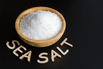 sea salt in wooden bowl