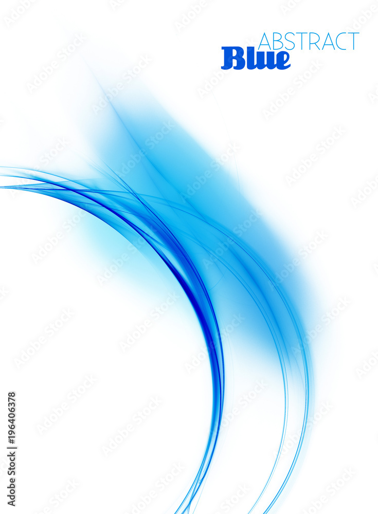 Poster Abstract design  with blue fractal curve on a white background