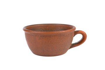 clay handmade cup isolated on white background
