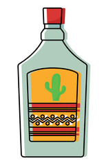 mexican tequila bottle icon over white background, colorful design. vector illustration
