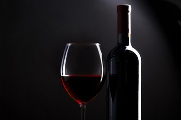 Bottle and Glass of Red Wine