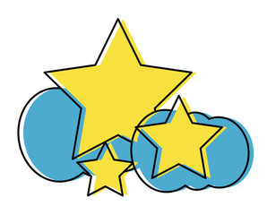 stars and cloud icon over white background, colorful design. vector illustration