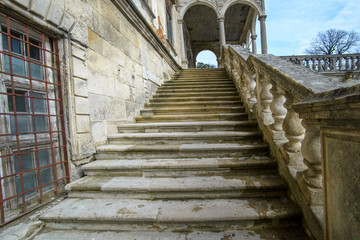 Ancient stairs. Brick stairs in a castle. 