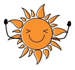 kawaii excited sun icon over white background, colorful design. vector illustration