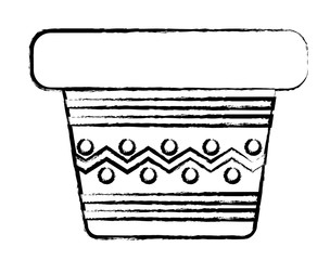 sketch of empty flower pot icon over white background, vector illustration