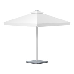 Promotional Square Advertising Outdoor Garden White Umbrella Parasol. Mock Up, Template. Illustration Isolated On White Background. Ready For Your Design. Product Advertising. Vector EPS10 © Denis Semenchenko