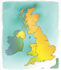 United Kingdom watercolor map