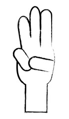 sketch of hand with tree fingers up over white background, vector illustration