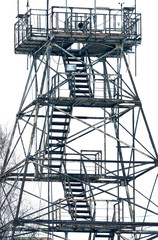 Meteorological station. The construction of the old tower close-up