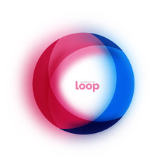 Loop circle business icon, created with glass transparent color shapes