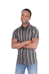Fototapeta premium Handsome African man smiling arms crossed