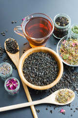 black and herbal dry tea