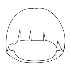 monochrome silhouette of faceless head of little kid with mushroom hairstyle vector illustration