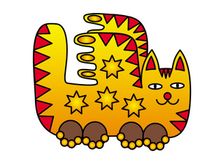 A fairy cat with wings, pegasus,. Drawing for children.