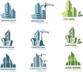 Building icon set. Abstract architecture