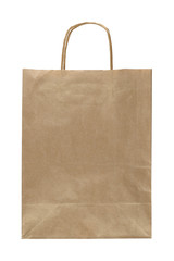 Paper bag with handle isolated on white background
