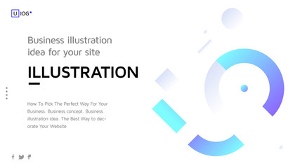 Vector concept with universal abstract shapes, text. Landing pag