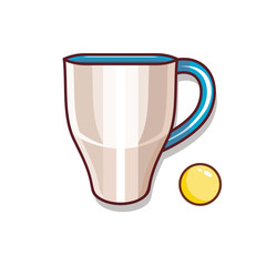Cup of tea and a ball. Illustration for children