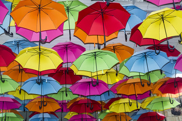 Fototapeta na wymiar many umbrellas