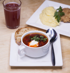 Ukrainian and russian national red borsch