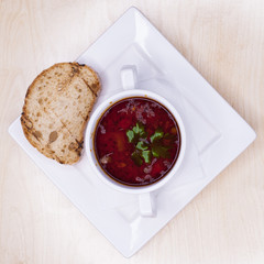 Ukrainian and russian national red borsch