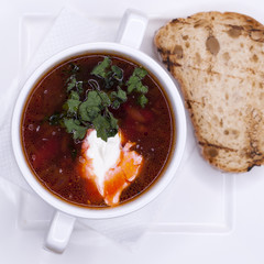 Ukrainian and russian national red borsch