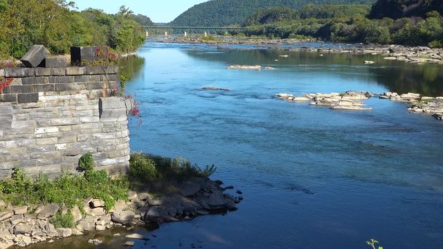 The Potomac and Shenandoah Rivers meet near Harpers Ferry, West Virginia.