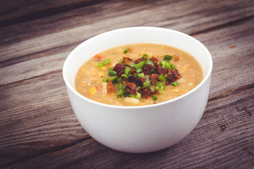 home made corn chowder cream soup