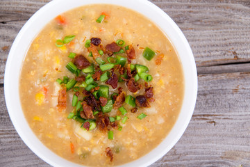 home made corn chowder cream soup