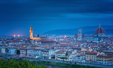 Fototapeta na wymiar Scenic view on Florence, Tuscany in dusk